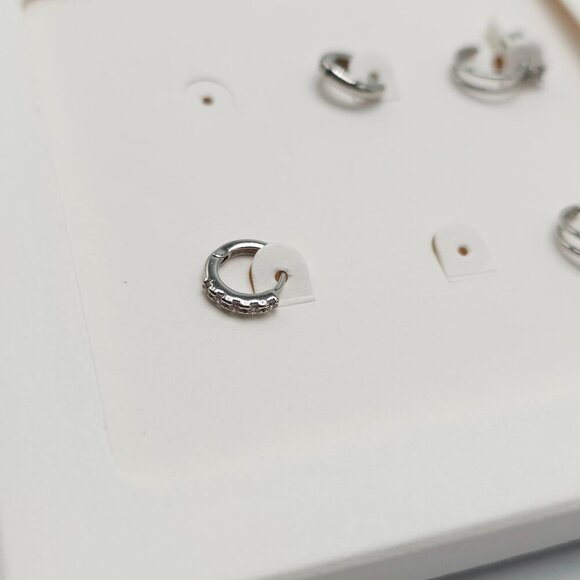 Zara Monday To Friday Silver Tone Mini Hoop Earring Set READ ME - Picture 5 of 7